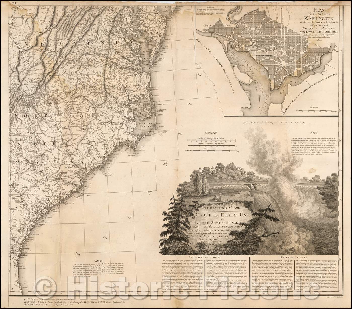 Historic Map - United States of Nth America - Carte des Etats-Unis De L'Amerique Septentrionale Copiee et Gravee sure celle D'Arrowsmith, 1812 v1