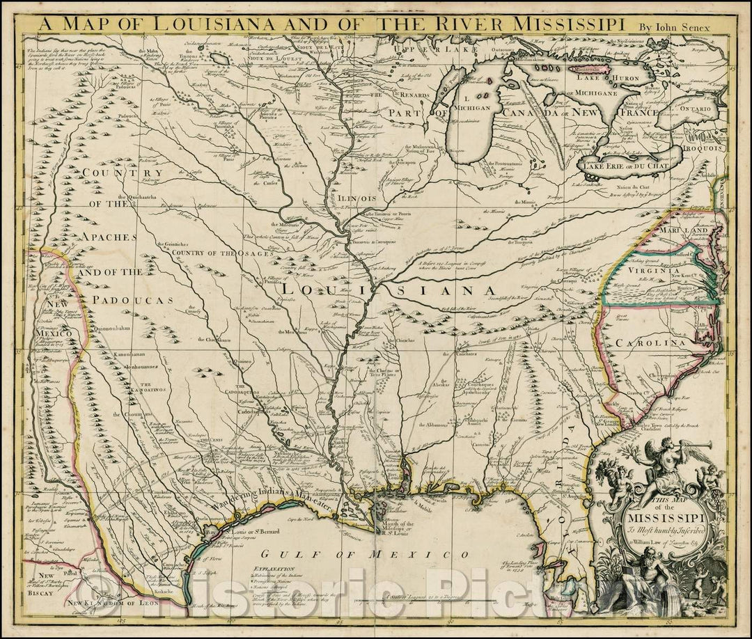 Historic Map - A Map of Louisiana And Of The River Mississipi, 1721, John Senex v1