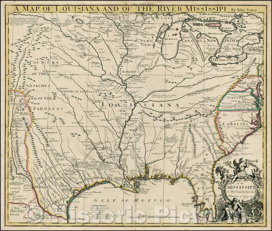 Historic Map - A Map of Louisiana And Of The River Mississipi, 1721, John Senex v1