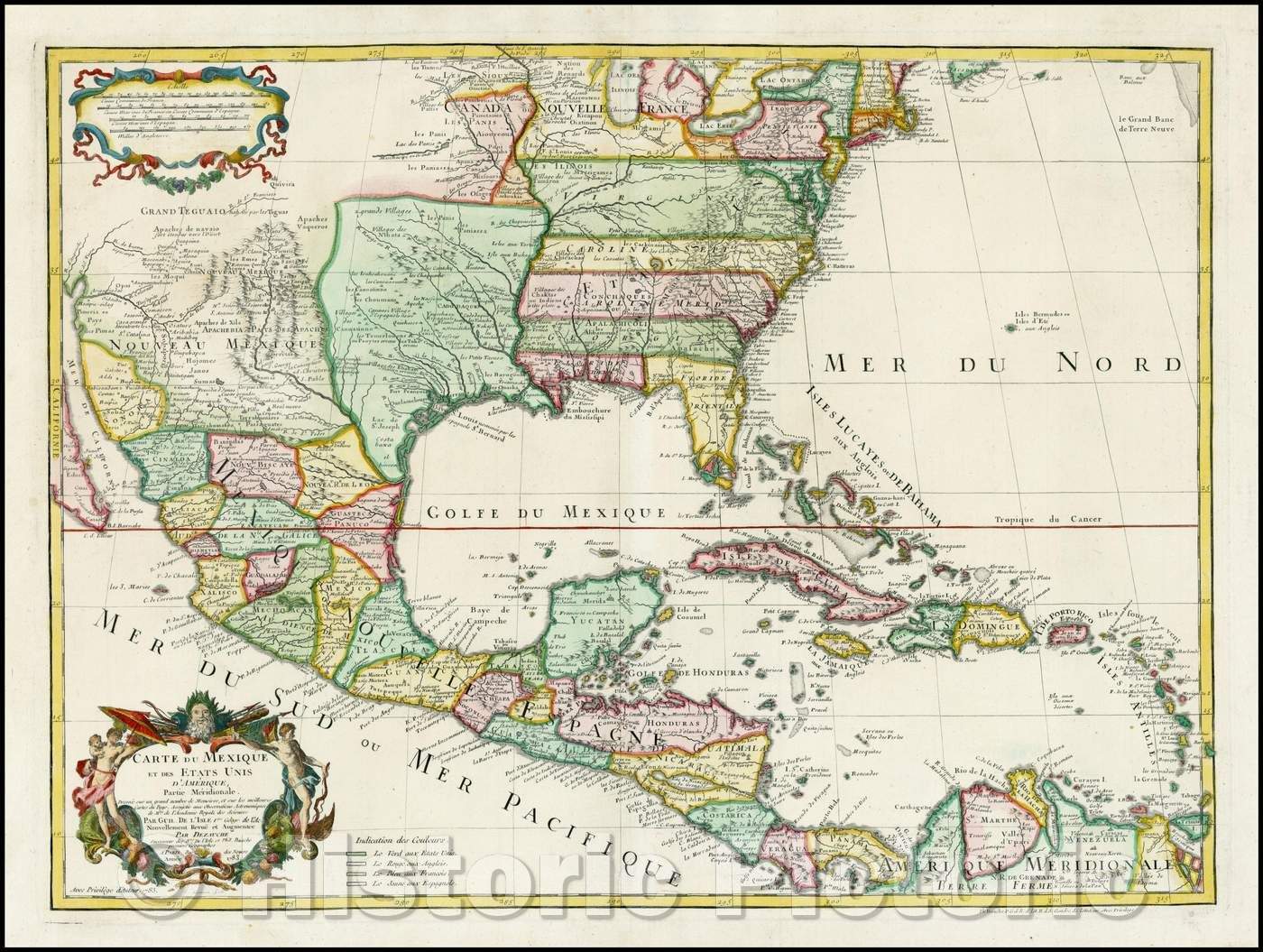Historic Map - Carte Du Mexique Et Des Etats Unis d'Amerique, Partie Meridionale, 1783, Jean Andr?Dezauche v1