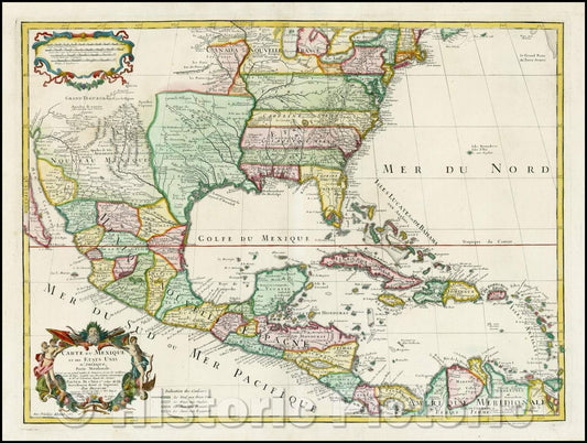 Historic Map - Carte Du Mexique Et Des Etats Unis d'Amerique, Partie Meridionale, 1783, Jean Andr?Dezauche v1