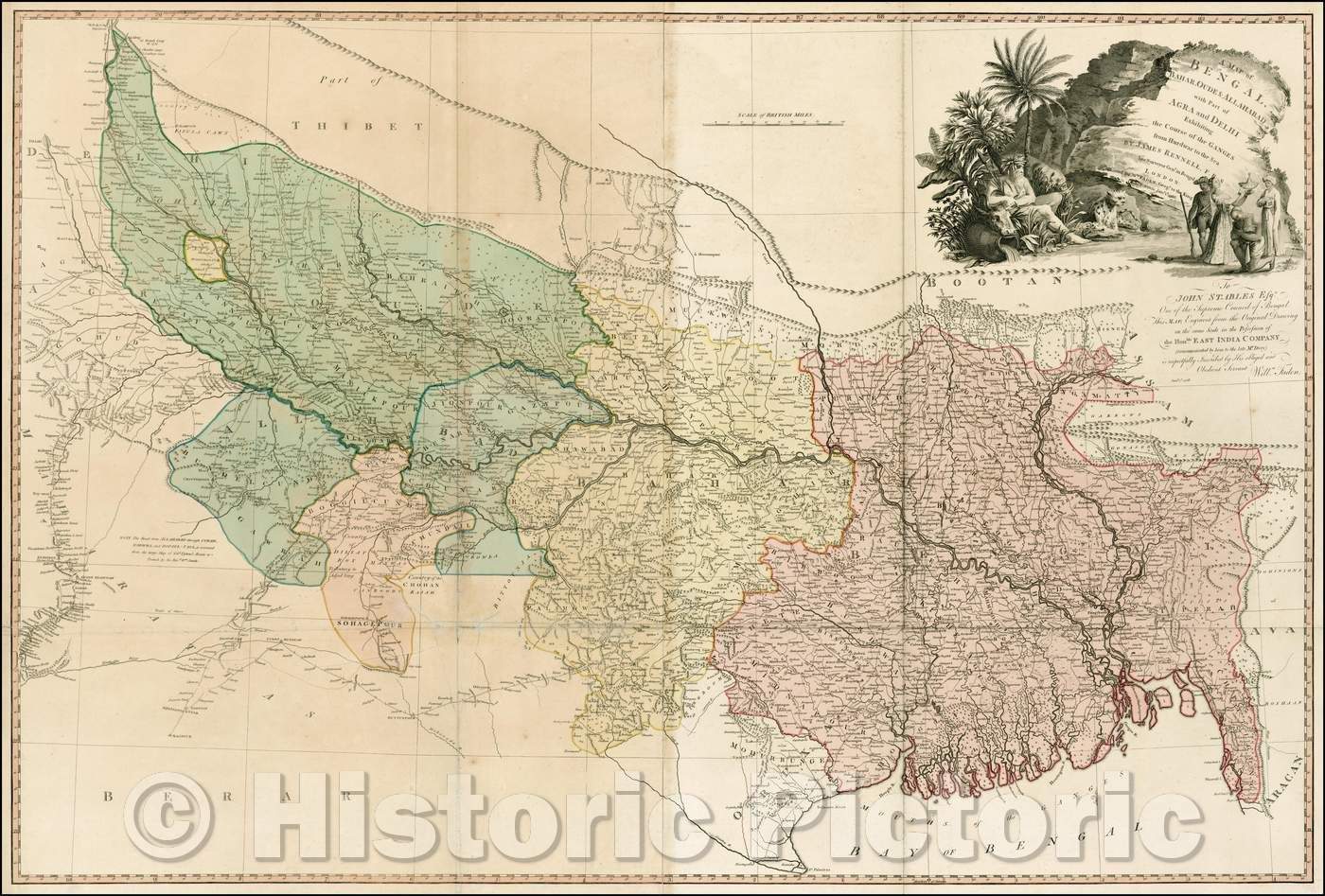 Historic Map - A Map of Bengal, Bahar, Oude & Allahabad with Part of Agra and Delhi Exhibiting the Course of the Ganges from Hurdwar to the Sea, 1786 v1