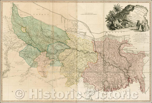 Historic Map - A Map of Bengal, Bahar, Oude & Allahabad with Part of Agra and Delhi Exhibiting the Course of the Ganges from Hurdwar to the Sea, 1786 v1