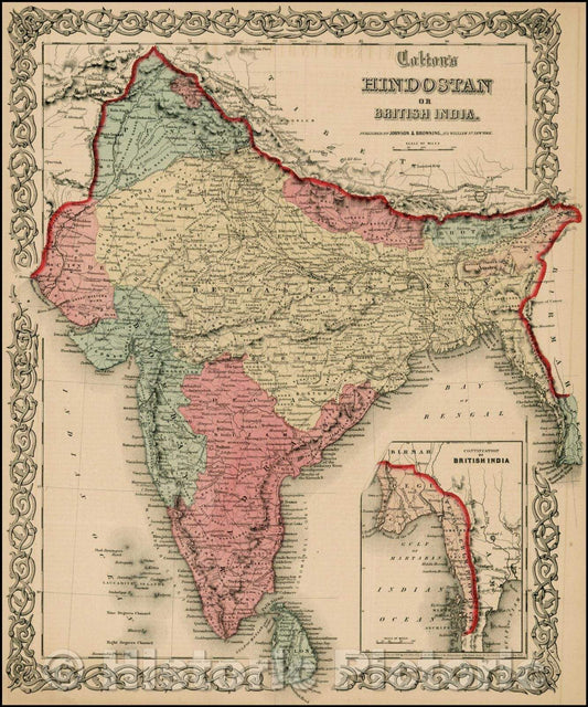 Historic Map - Colton's Hindostan or British India, 1859, Joseph Hutchins Colton v2