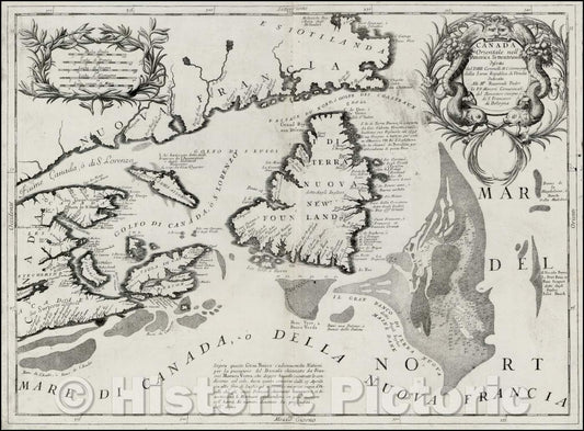 Historic Map - Canada Orientale Nell' America Settentrionale, 1690, Vincenzo Maria Coronelli - Vintage Wall Art