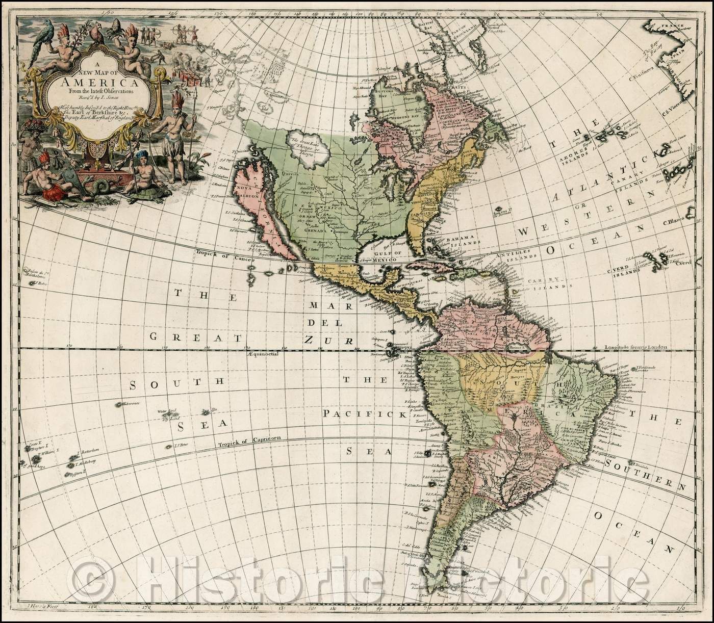 Historic Map - A New Map of America From the latest Observations, 1719, John Senex v1
