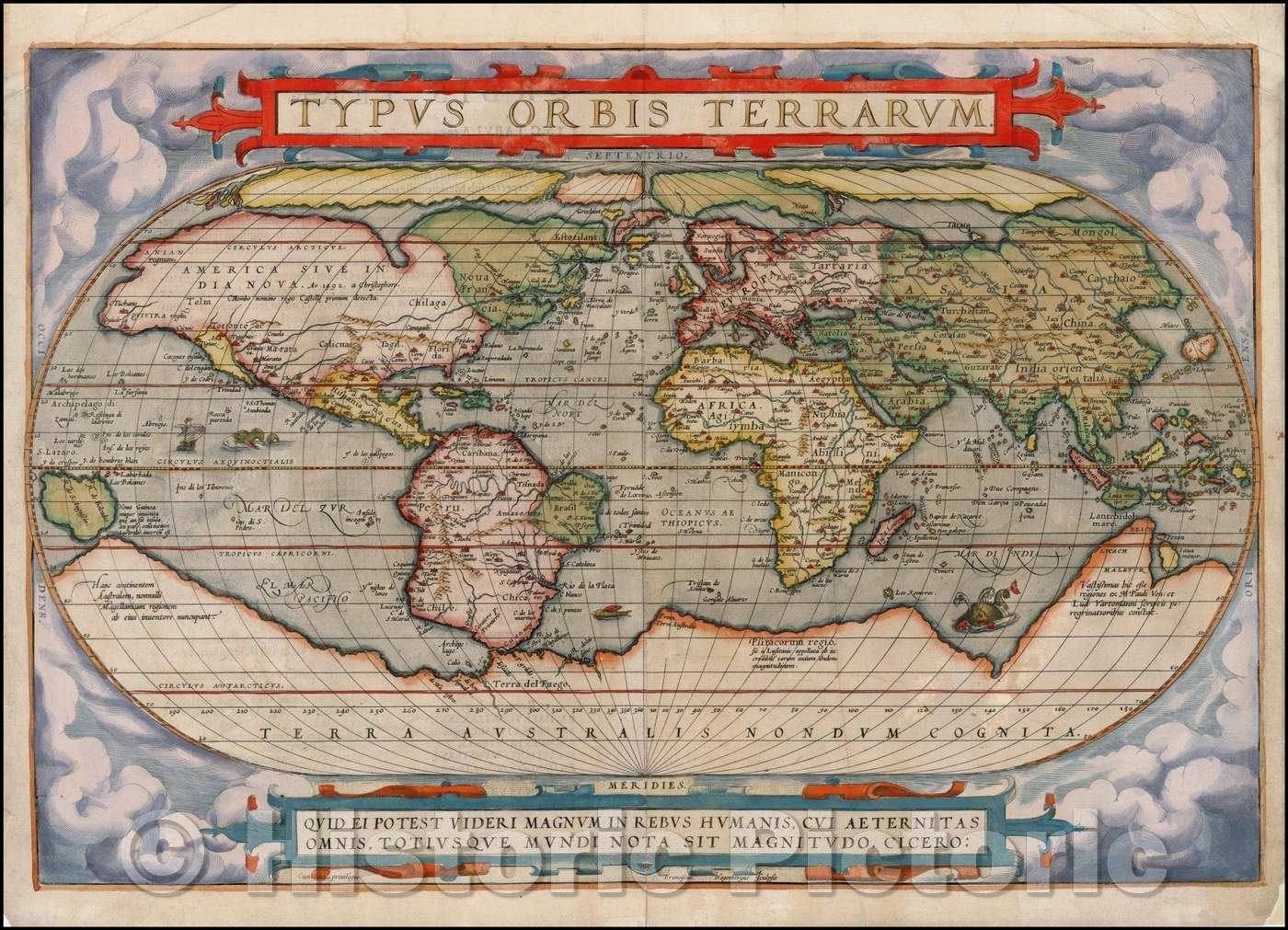 Historic Map - Typus Orbis Terrarum, 1573, Abraham Ortelius - Vintage Wall Art
