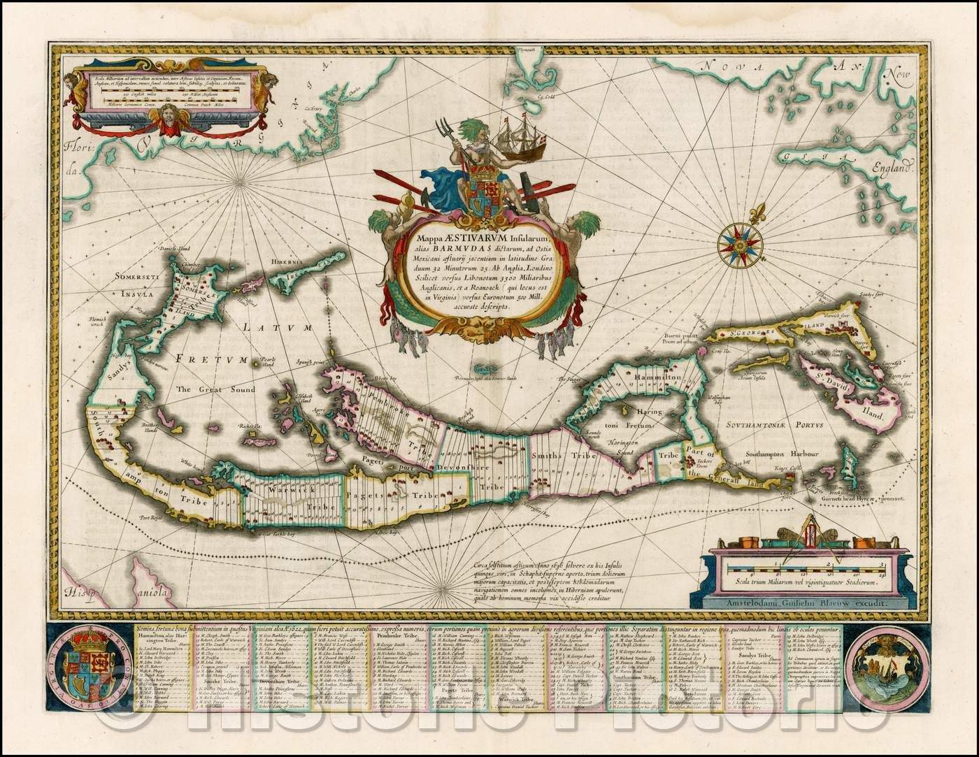 Historic Map - Mappa Aestivarum Insularum Alias Barmudas, 1630, Willem Janszoon Blaeu v1