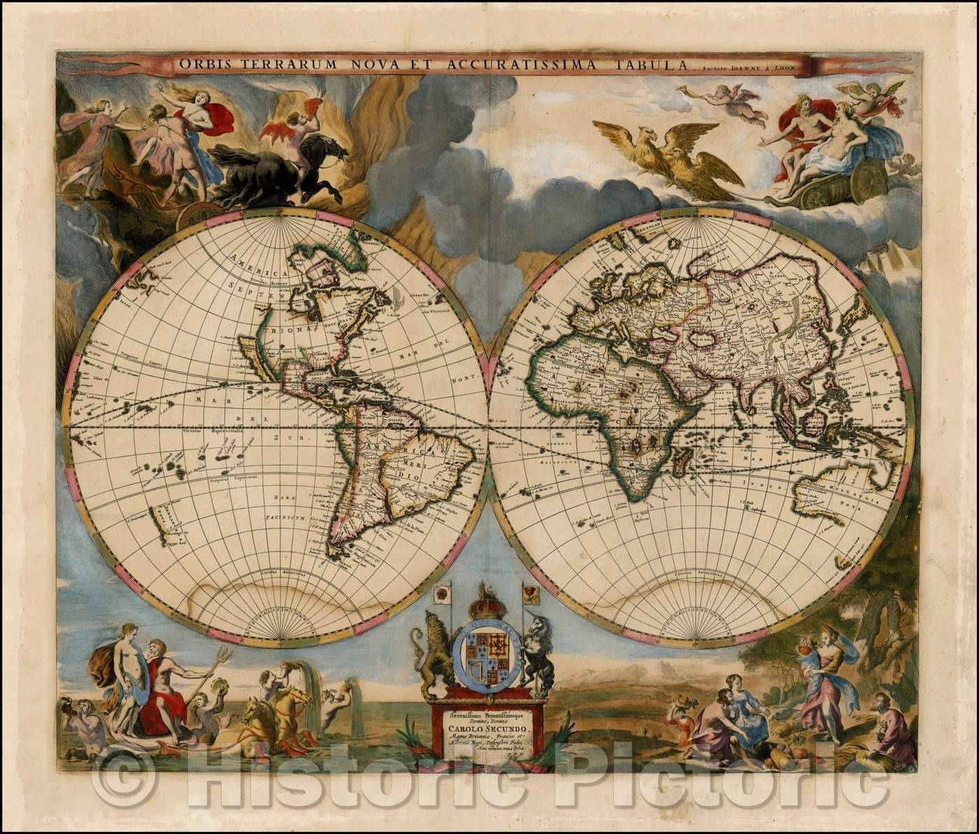Historic Map - Orbis Terrarum Nova Et Accuratissima Tabula. Auctore Ioanne a Loon, 1680, Moses Pitt v1