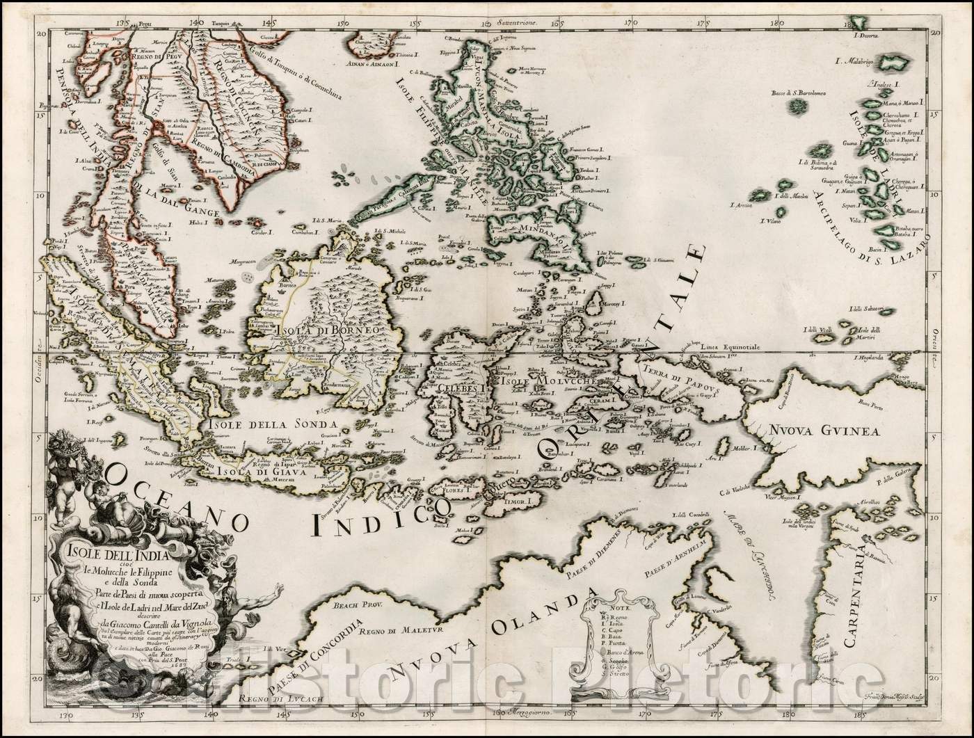 Historic Map - Isole Dell'India cioe le Moucche la Filippine e della Sonda Parte de Paesi di nuova scoperta e l'Isole de Ladri ne Mare del Zud, 1683 v1