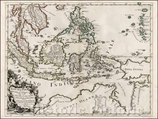 Historic Map - Isole Dell'India cioe le Moucche la Filippine e della Sonda Parte de Paesi di nuova scoperta e l'Isole de Ladri ne Mare del Zud, 1683 v1