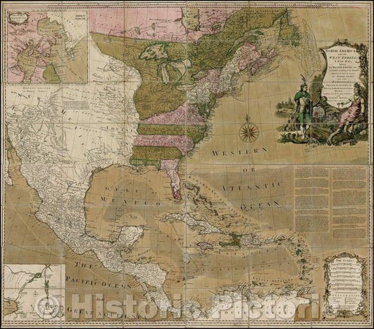 Historic Map - North America, and the West Indies; A New Map, 1763, Carrington Bowles - Vintage Wall Art