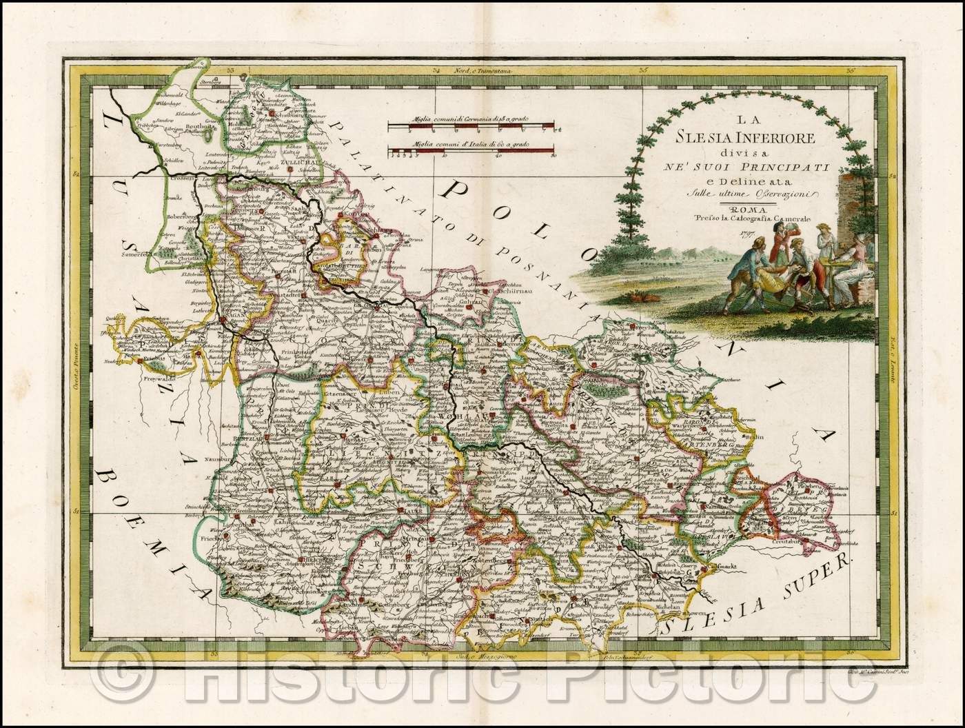 Historic Map - La Slesia Inferiore divisa Ne' Suoi Principati e delineata Sulle Ultime Os, 1797 - Vintage Wall Art