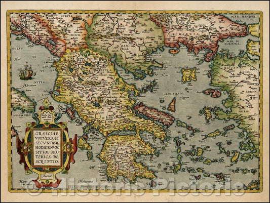 Historic Map - Graeciae Universae Secundum Hodiernum Situm Neoterica Descriptio, 1609, Abraham Ortelius v2