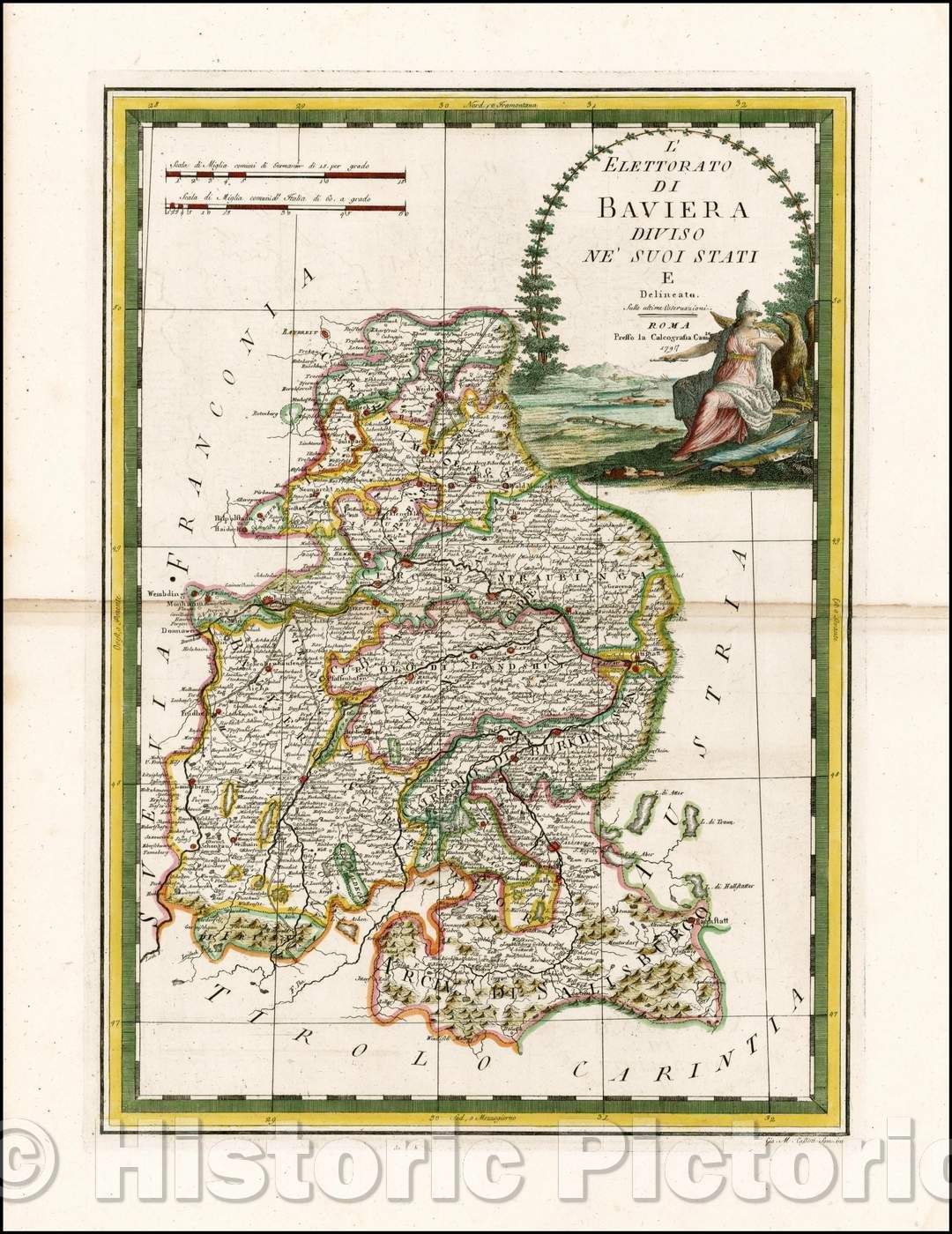 Historic Map - L' Elettorator Di Baviera Diviso Ne' Suoi Stati E Delineatio/L 'Elettorator to Munich Divided he' His States and Delineatio. 1797, 1797 - Vintage Wall Art