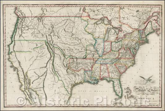Historic Map - United States of America Corrected & Improved from the best Authorities, 1820, Benjamin Warner - Vintage Wall Art