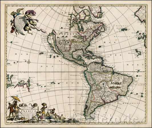 Historic Map - Novissima et Accuratissima Septentrionalis ac Meridionalis Americae Descriptio, 1690, Frederick De Wit v1