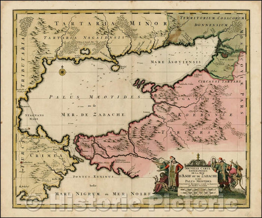 Historic Map - Nouvelle Carte Georaphique De La Mer D'Asof ou de Zabache & Des Palus Meot :: New Georaphique The Sea On Azof or Zabache & Des Palus Maeotis, 1700 - Vintage Wall Art