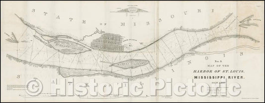 Historic Map - Map of the Harbor of ST. Louis, Mississippi River. Oct. Surveyed, 1837, Robert E. Lee v1