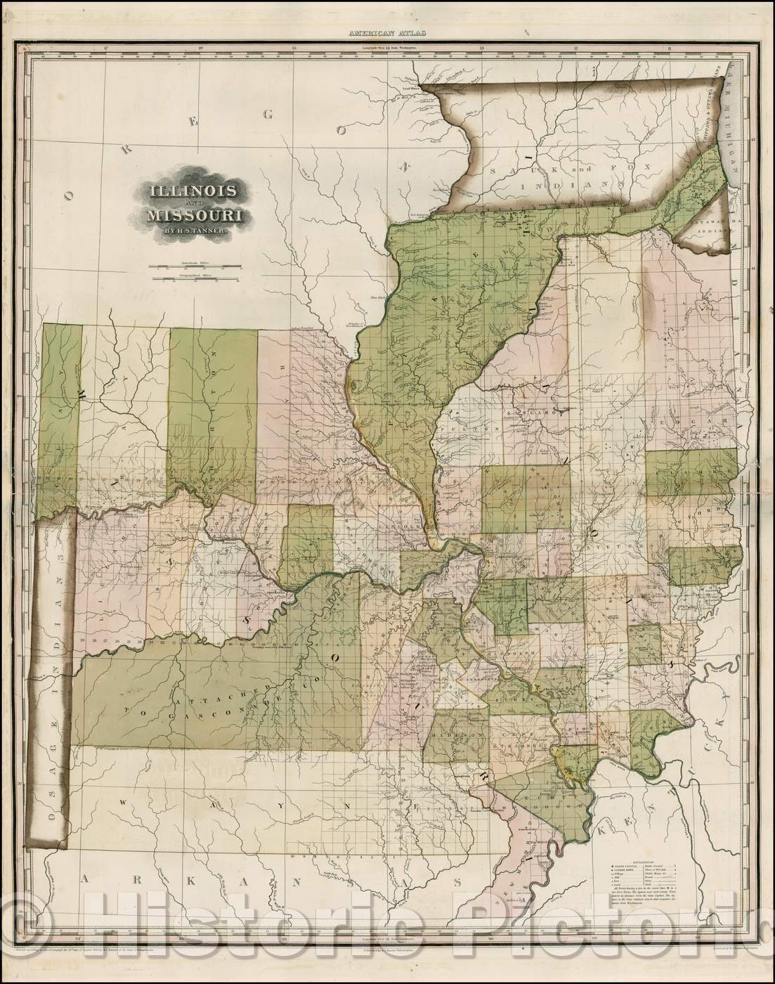Historic Map - Illinois and Missouri, 1823, Henry Schenk Tanner v1