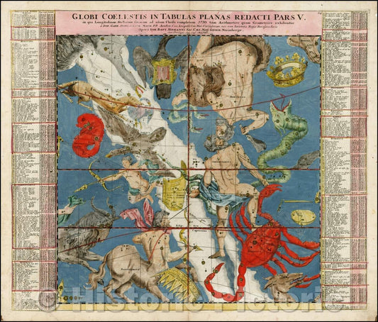 Historic Map - Globi Coelestis In Tabulas Planas Redacti Pars, 1730, Johann Gabriele Doppelmayr v1