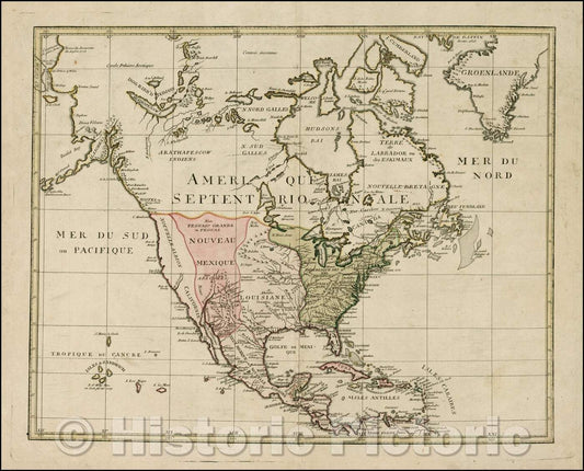 Historic Map - Amerique Septentrionale, 1790, Johann Walch - Vintage Wall Art