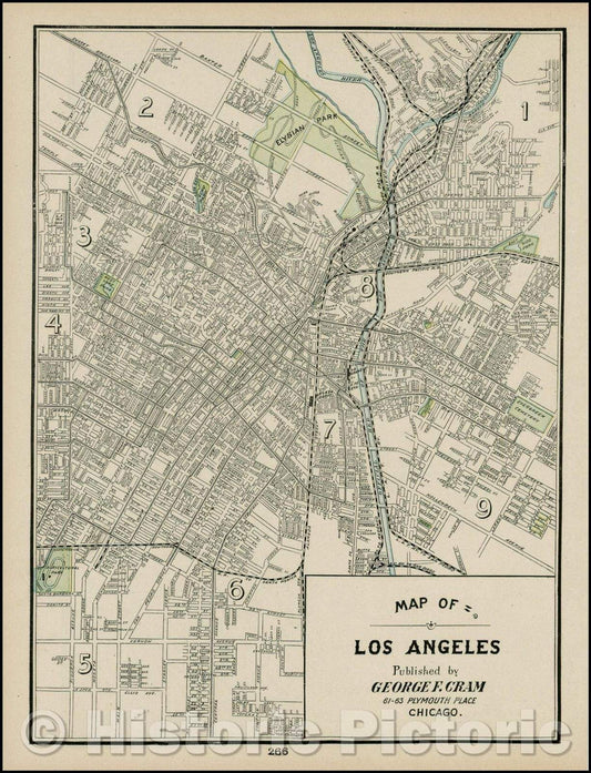 Historic Map - Map of Los Angeles, 1899, George F. Cram v2