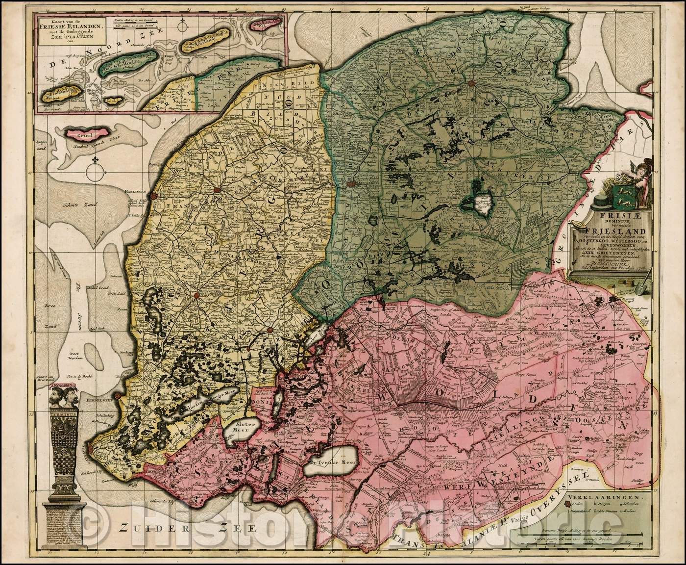 Historic Map - Frisiae Dominium vernacule Friesland/Frisiae ownership of the vernacular Friesland. 1706, 1706, Peter Schenk - Vintage Wall Art