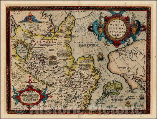 Historic Map - Tartariae Sive Magni Chami Regni typus, 1612, Abraham Ortelius - Vintage Wall Art