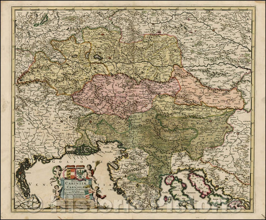 Historic Map - Ducatus Carintiae et Carniolae Cilleiae q Comitatus Nova Tabula qua et Par, 1690 - Vintage Wall Art