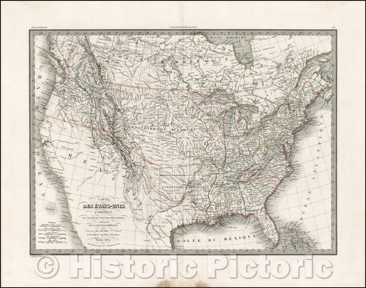 Historic Map - Carte Des Etats-Unis D'Amerique, 1832, Alexandre Emile Lapie v2