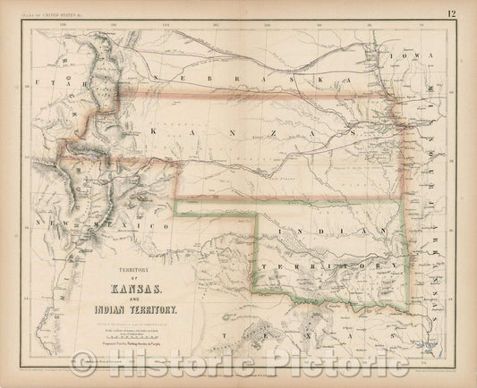 Historic Map - Territory of Kansas and Indian Territory [including parts of Colorado & Wyoming], 1857, Henry Darwin Rogers v1