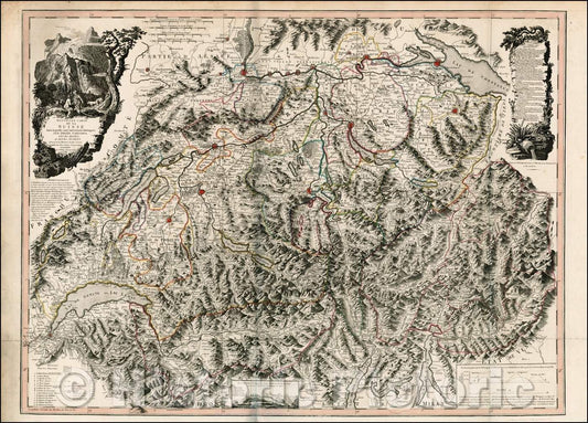 Historic Map - Nouvelle Carte de la Suisse dans laquelle sont Exactement Distingues les Treize Cantons Londre Chez W. Faden Charing Cross, 1799 v1