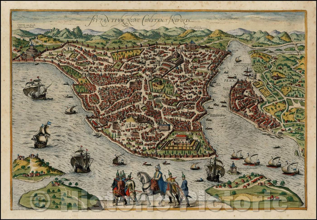 Historic Map - Byzantium Nunc Constantinopolis, 1660, Jan Jansson - Vintage Wall Art