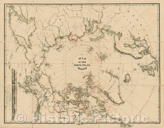 Historic Map - Map Of The North Polar Region, 1876, William Bauman v1