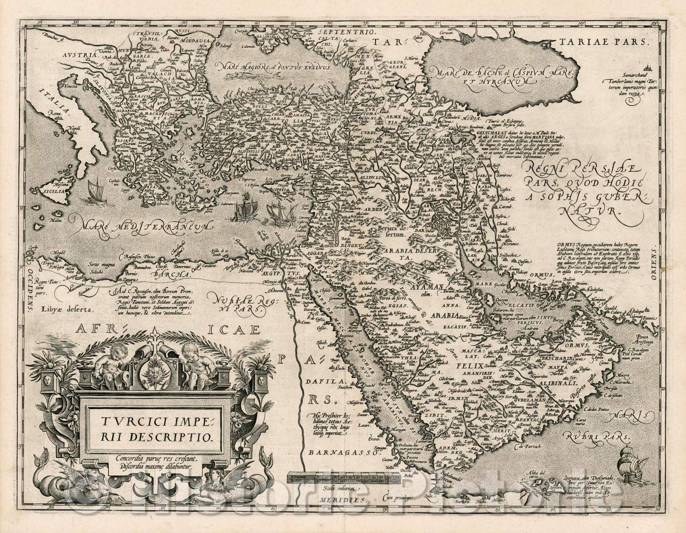 Historic Map - Turcici Imperii Descriptio, 1603, Abraham Ortelius - Vintage Wall Art