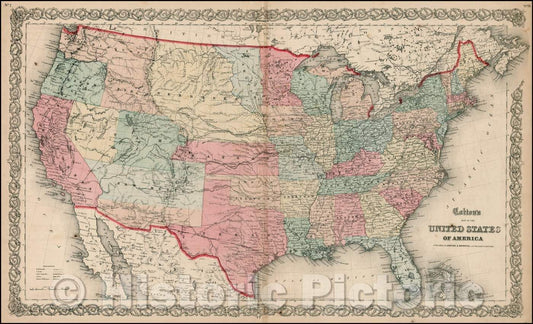 Historic Map - Colton's Map of the United States of America, 1858, Joseph Hutchins Colton v1