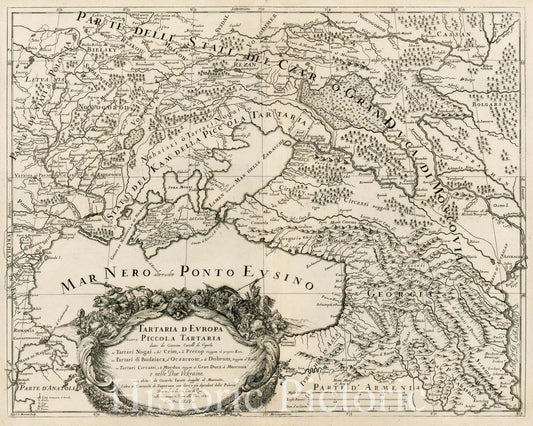 Historic Map - Tartaria D Europa ouero Piccola Tartaria divisa da Giacomo Cantelli/Map of the Ukraine, Georgia, Moscovy, Southeastern Poland, 1684 - Vintage Wall Art