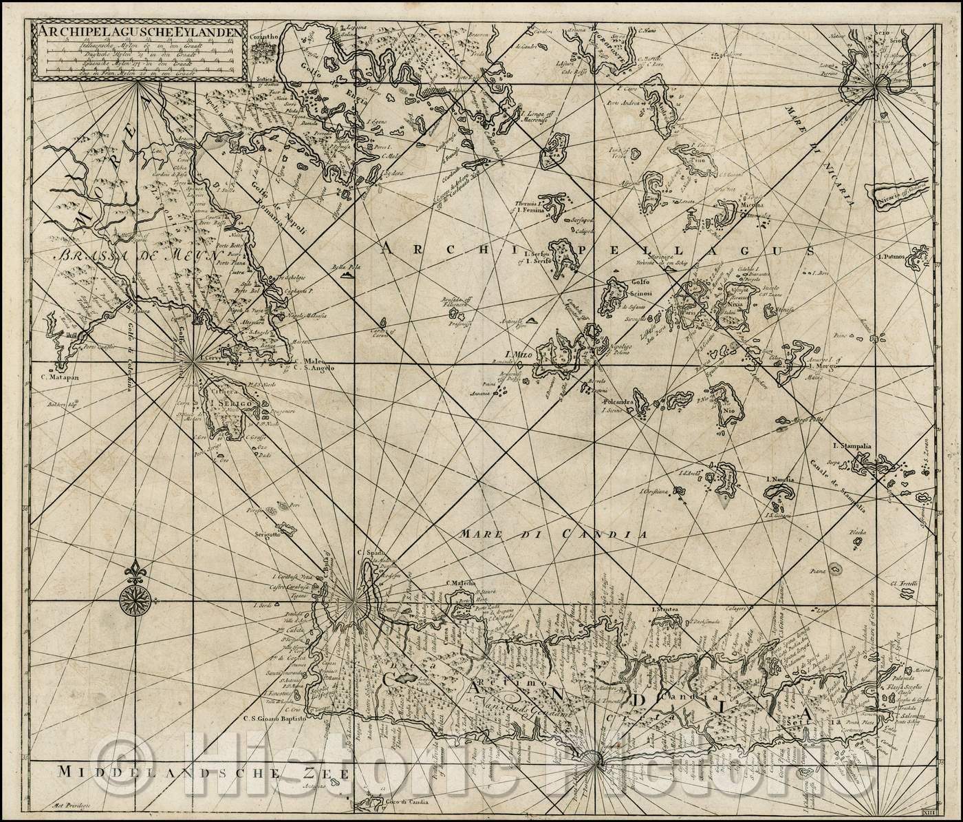 Historic Map - Archipelagusche Eylanden {Northwestern Aegean Sea), 1730, Johannes Van Keulen - Vintage Wall Art