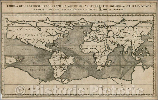 Historic Map - Tabula Geographico-Hydrographica Motus Oceani, Currentes, Abyssos, Montes Igniuomos In Universo Orbe Indicans, 1665 v2
