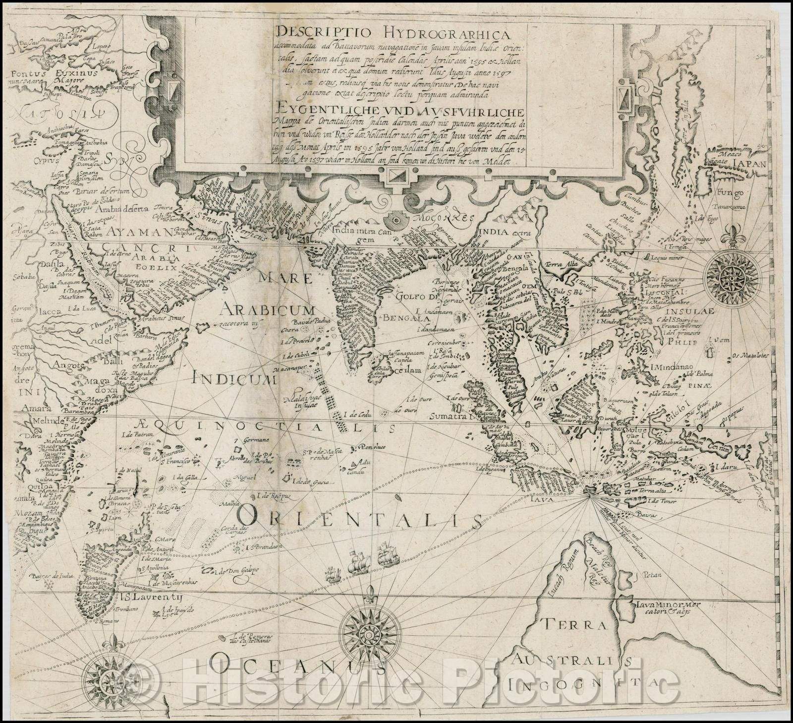 Historic Map - Descriptio Hydrographica accomodata ad Battavorum navagatione Javam Insula Indiae Orientalis, 1599, Theodor De Bry v1