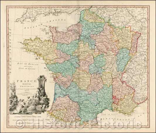 Historic Map - France Divided into ProvincesMDCCXC, 1780, William Faden v1