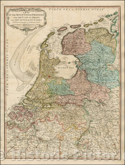 Historic Map - Seven United Provinces with The Land of Drent. And the Generality Lands, 1789, William Faden v1
