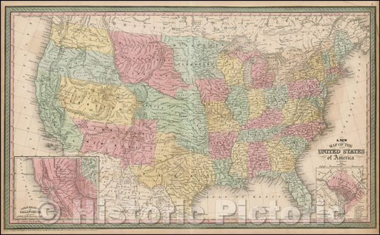 Historic Map - The United States of America, 1853, Thomas, Cowperthwait & Co. v1