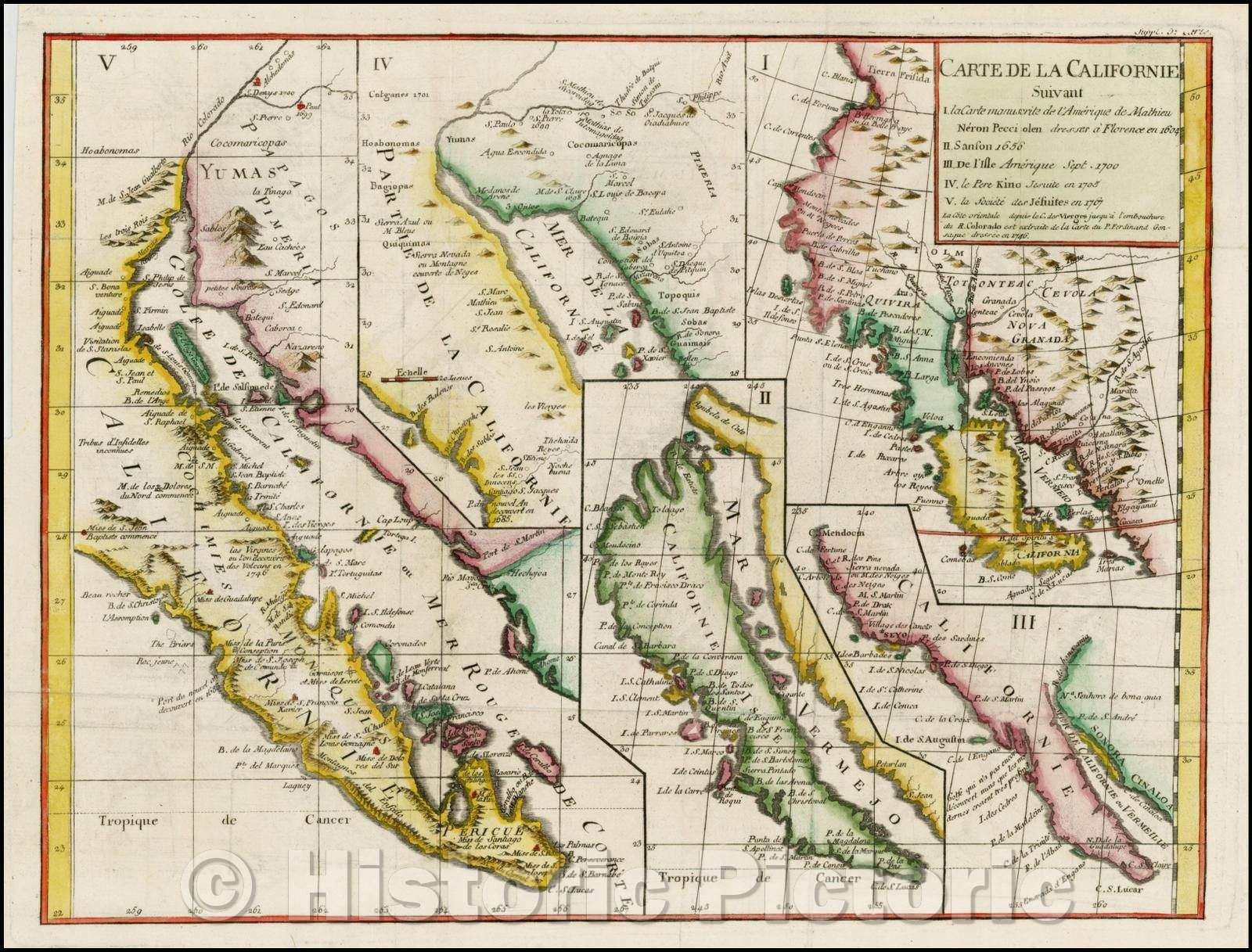Historic Map - Carte De La Californie Suivant 1. La Carte manuscrite de l'Americque de Mathieu Neron Pecci olen dressee a Florence, 1772, Denis Diderot v2