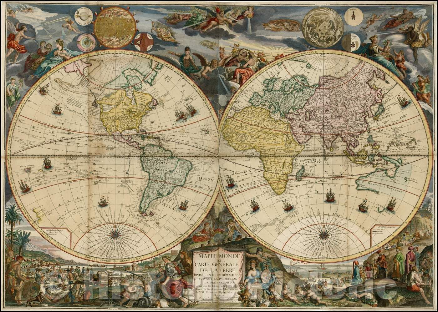 Historic Map - Mappe-Monde ou Carte Generale De La Terre Divisee En Deux Hemispheres, 1766, Louis Charles Desnos v1
