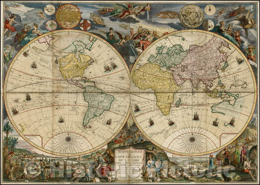 Historic Map - Mappe-Monde ou Carte Generale De La Terre Divisee En Deux Hemispheres, 1766, Louis Charles Desnos v1