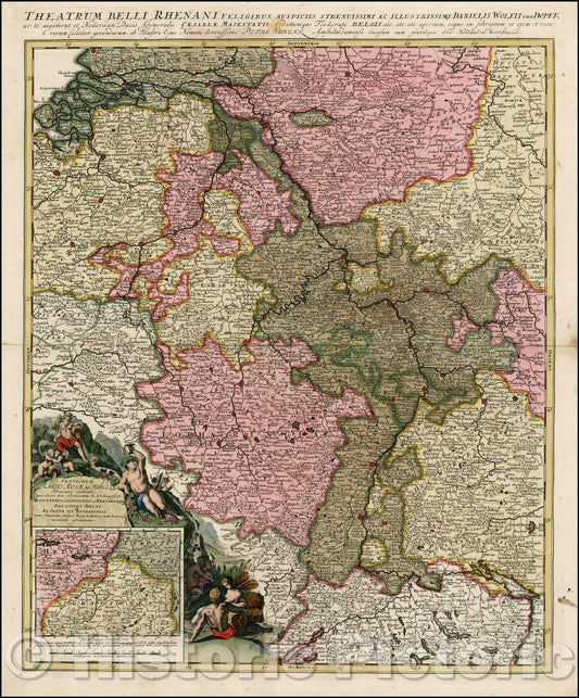 Historic Map - Fluviorum Rheni Mosae ac Mosellae Novissima Exhibitio qua Sacri tres Elect, 1700 - Vintage Wall Art