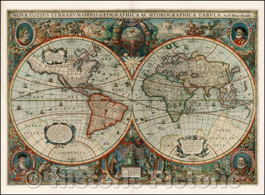 Historic Map - Nova Totius Terrarum Orbis Geographica Ac Hydrographica Tabula Auct. Henr: Hondio, 1630, Henricus Hondius v2