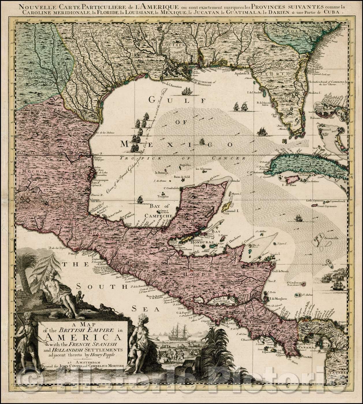Historic Map - British Empire in America with the French Spanish and Hollandish Possessions adjacent thereto, 1742, Covens & Mortier - Vintage Wall Art
